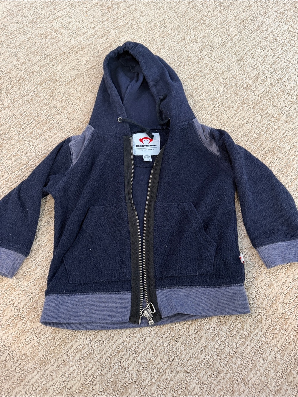 Appaman Navy and Heather Blue Hooded Kids Zip Sweatshirt